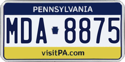 PA license plate MDA8875