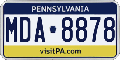 PA license plate MDA8878