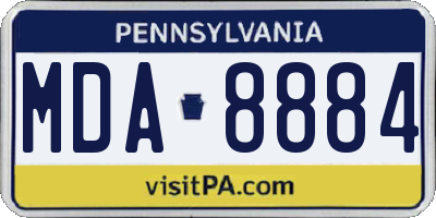PA license plate MDA8884