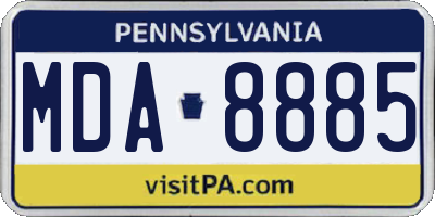 PA license plate MDA8885