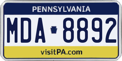 PA license plate MDA8892