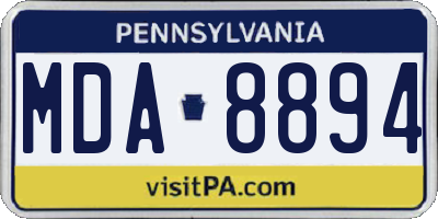 PA license plate MDA8894