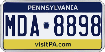 PA license plate MDA8898