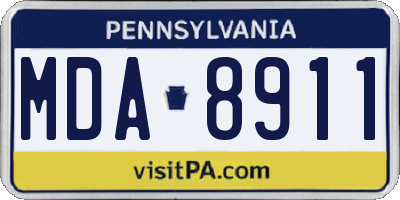PA license plate MDA8911