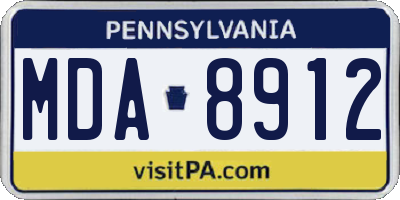 PA license plate MDA8912