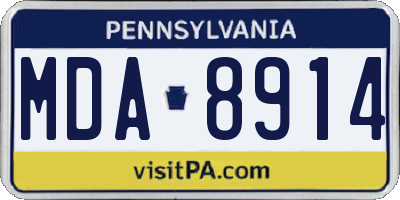 PA license plate MDA8914