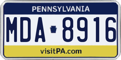 PA license plate MDA8916