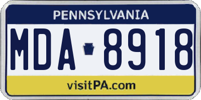 PA license plate MDA8918