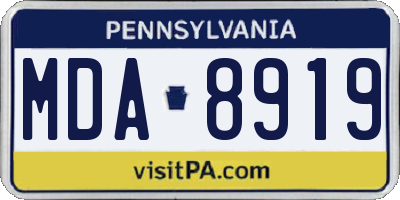 PA license plate MDA8919