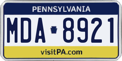 PA license plate MDA8921