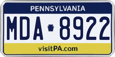 PA license plate MDA8922