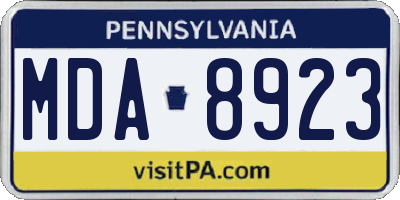 PA license plate MDA8923