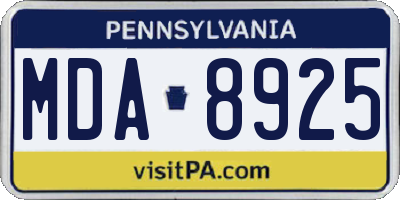 PA license plate MDA8925
