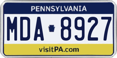 PA license plate MDA8927