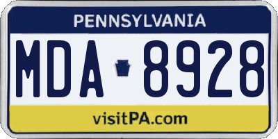 PA license plate MDA8928