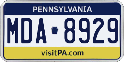 PA license plate MDA8929