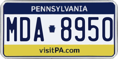 PA license plate MDA8950