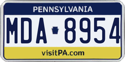 PA license plate MDA8954