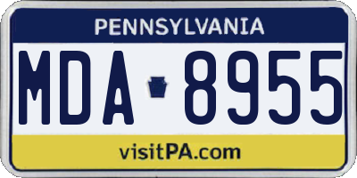 PA license plate MDA8955