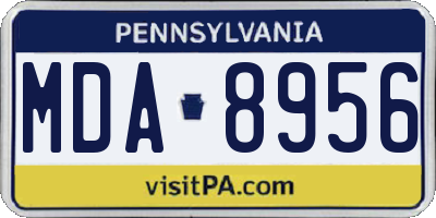 PA license plate MDA8956