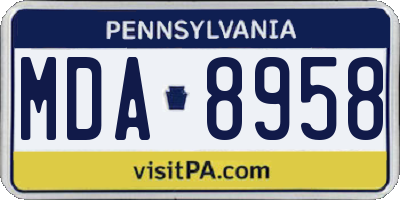PA license plate MDA8958
