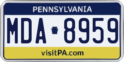 PA license plate MDA8959