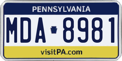 PA license plate MDA8981