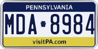 PA license plate MDA8984