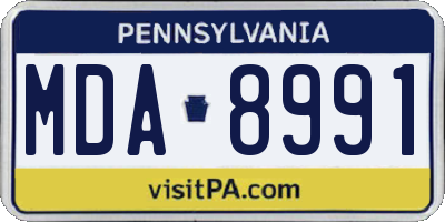PA license plate MDA8991