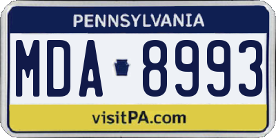 PA license plate MDA8993