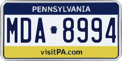 PA license plate MDA8994