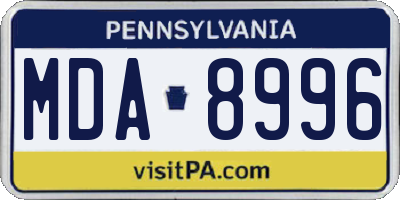 PA license plate MDA8996