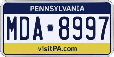 PA license plate MDA8997