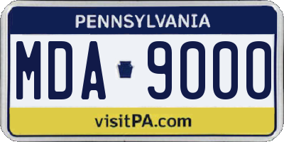 PA license plate MDA9000
