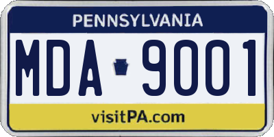 PA license plate MDA9001
