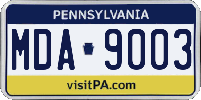 PA license plate MDA9003