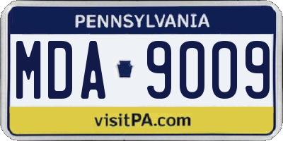 PA license plate MDA9009