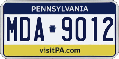 PA license plate MDA9012