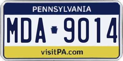 PA license plate MDA9014