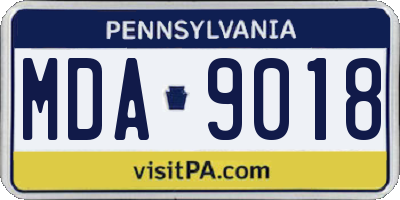 PA license plate MDA9018