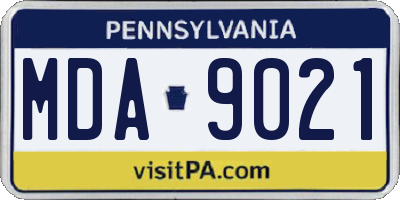 PA license plate MDA9021
