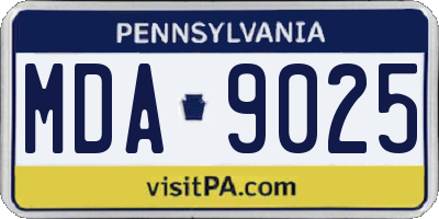 PA license plate MDA9025