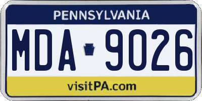 PA license plate MDA9026