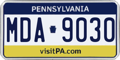 PA license plate MDA9030