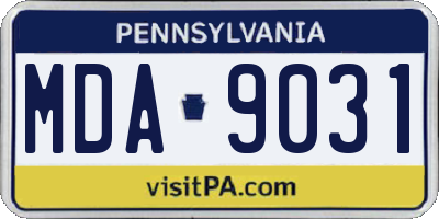 PA license plate MDA9031