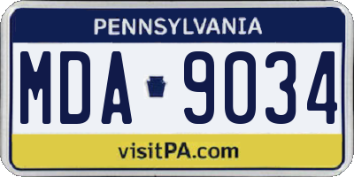 PA license plate MDA9034