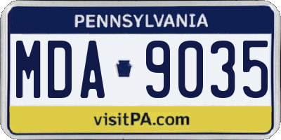 PA license plate MDA9035