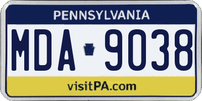PA license plate MDA9038