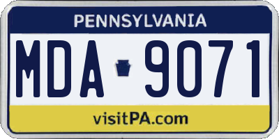 PA license plate MDA9071