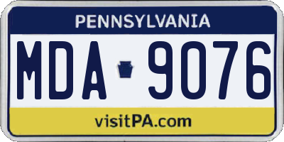 PA license plate MDA9076